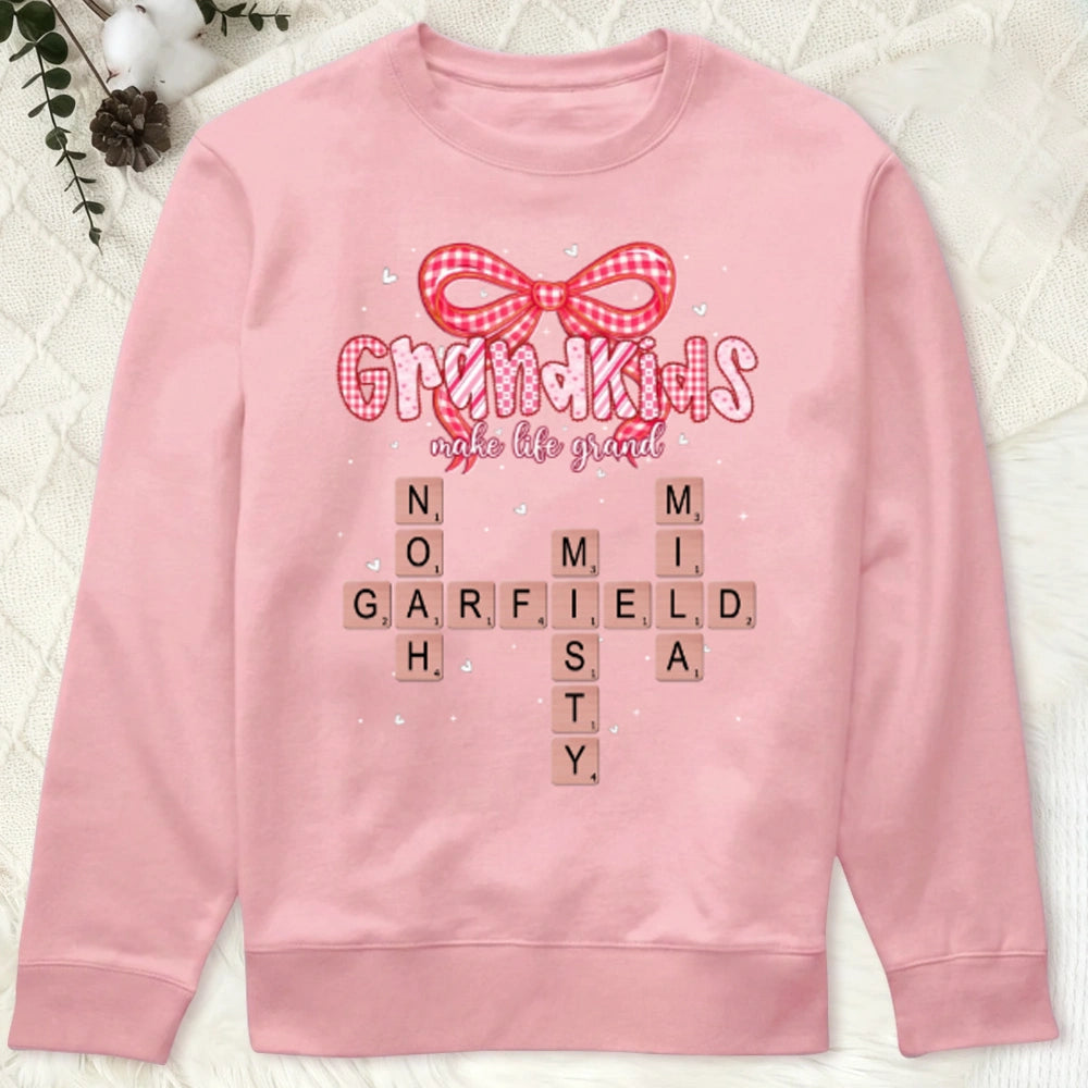 Classic Tee Grandkids Make Life Grand Sweet Heartwarming Gift For Grandma A Personalized Shirt That Shows Off Grandkid Love