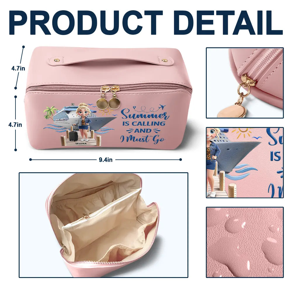 Cruise Makeup Bag with Fun Illustration Design, Travel Storage Essential, Vacation Vibes, Perfect Gift for Friends and Family