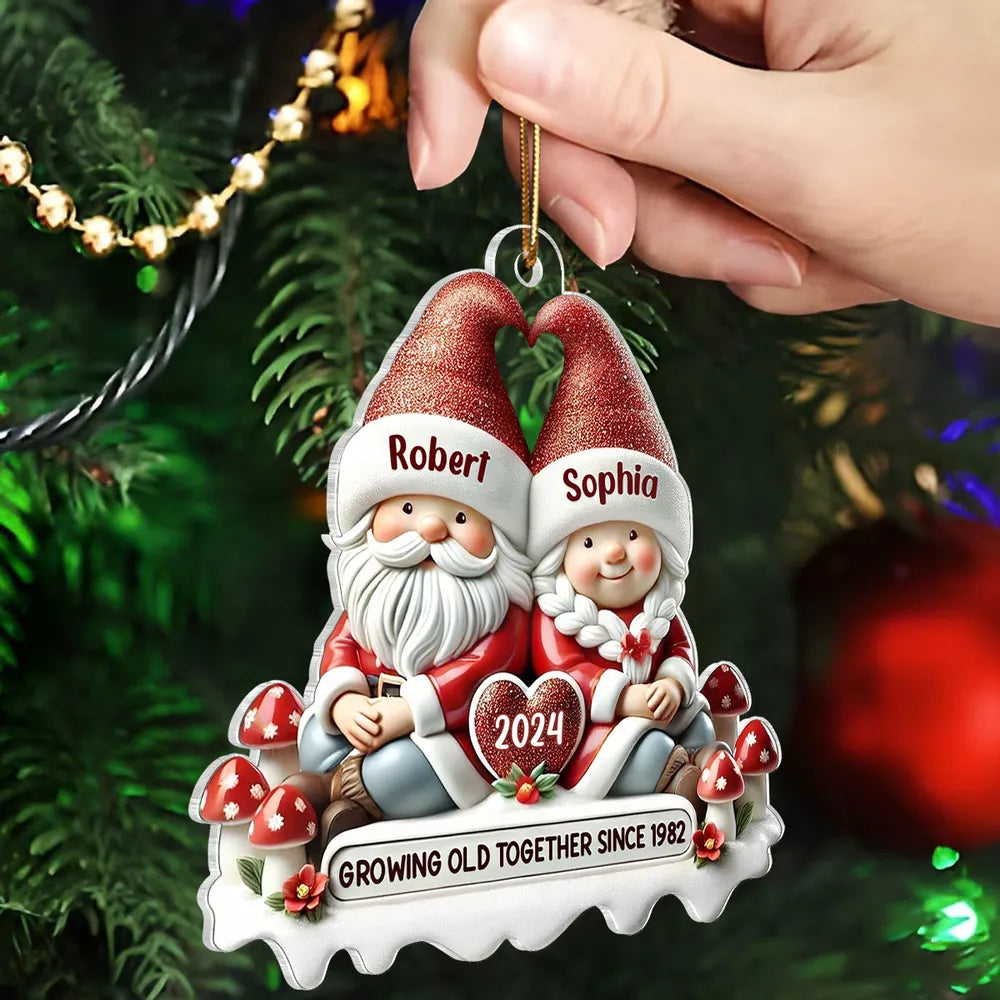 Santa Couple Acrylic Ornament with Heart - Festive Christmas Tree Decor, romantic keepsake, a unique creative gift for couples