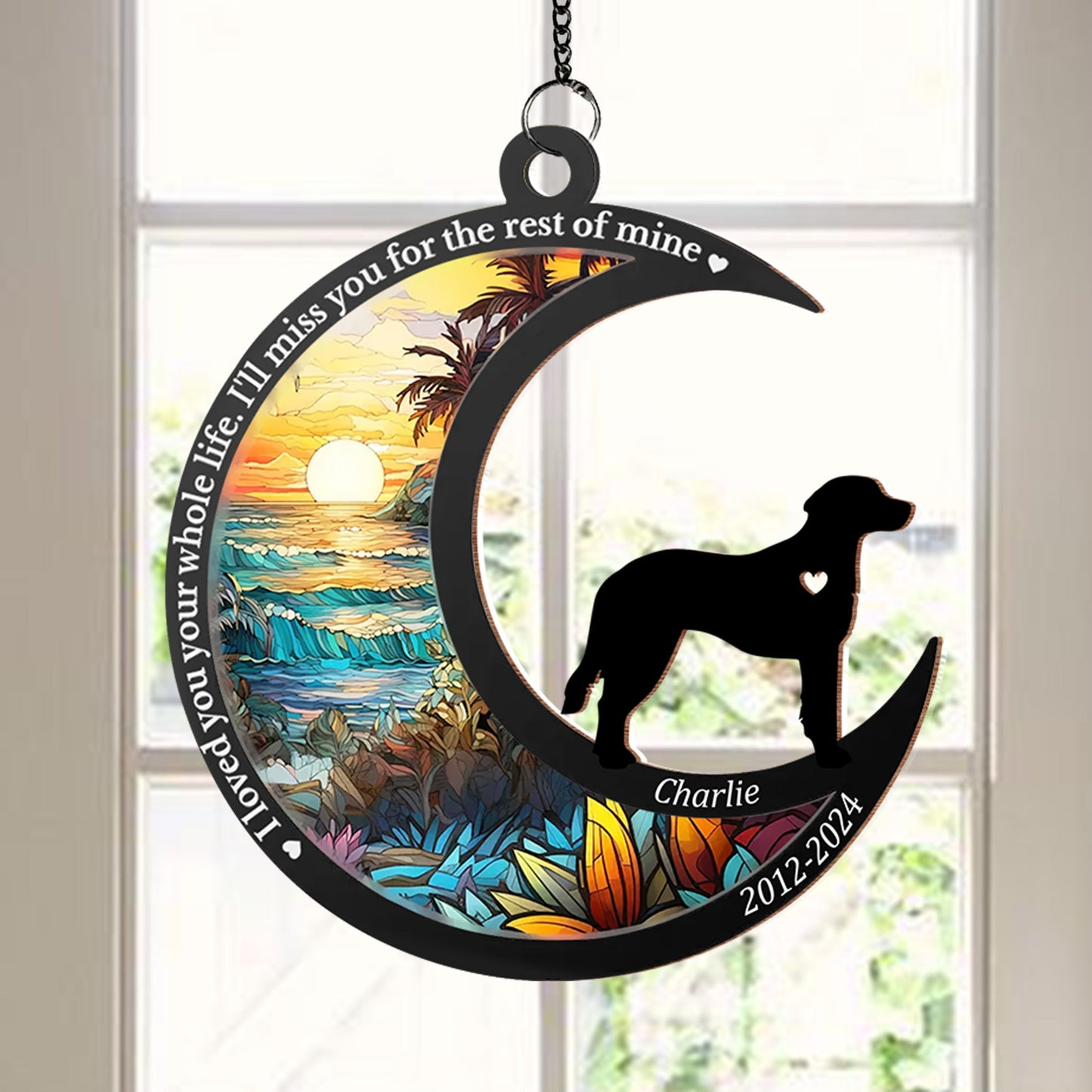 Memorial Personalized Custom Wood and Acrylic Layered Ornament - Sympathy Gift For Dog Lovers