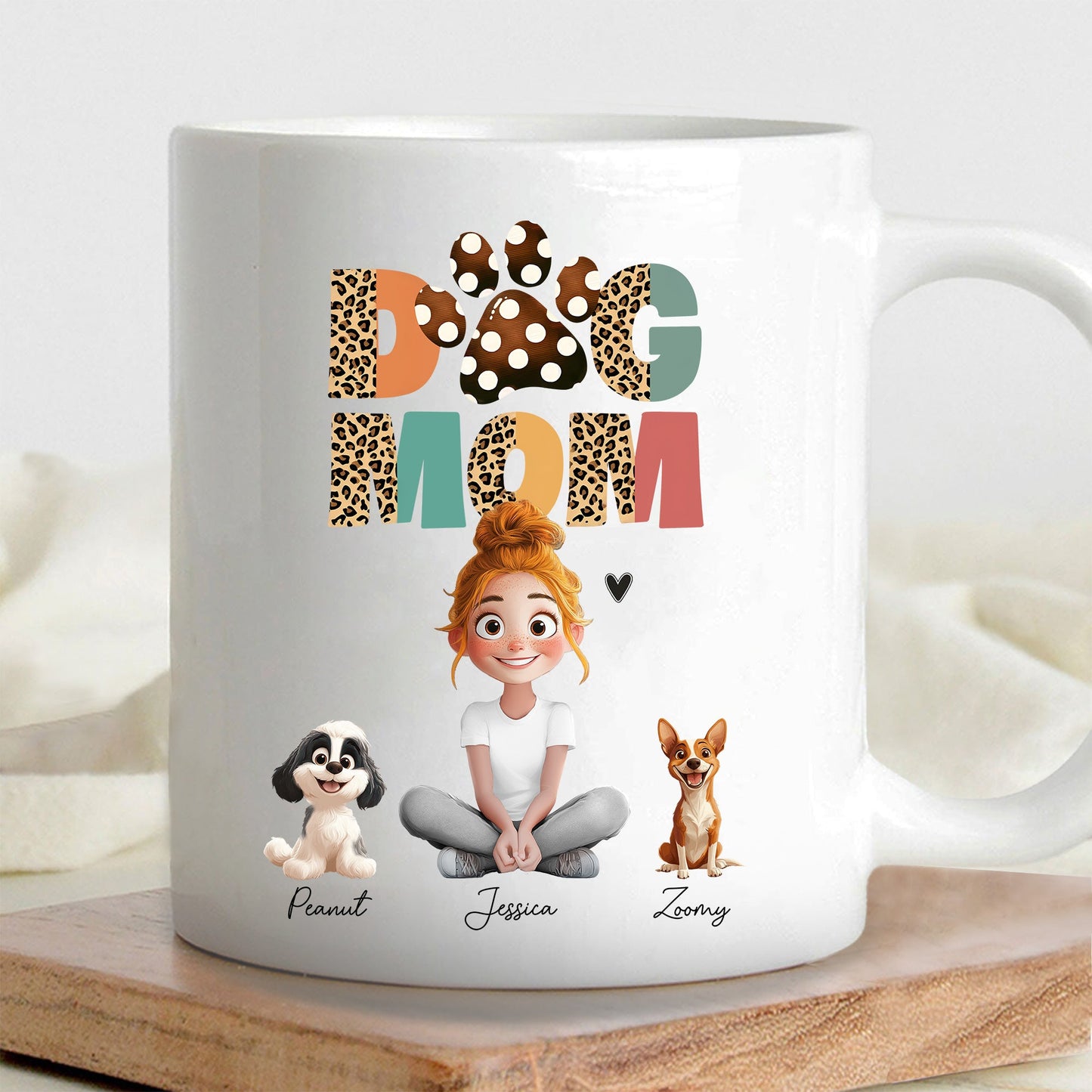 Cartoon Dog Mom Custom Mug – A Unique Surprise for Mother's Day, Valentine's Day, or Pet Lovers
