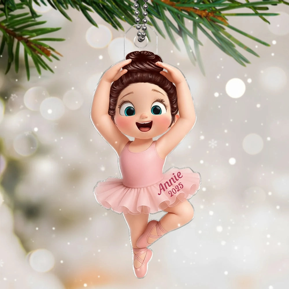 Ballet Girl Acrylic Ornament in Cute Cartoon Style for Christmas Tree Decoration, Warm Ambiance, Perfect Gift for Kids or Friends