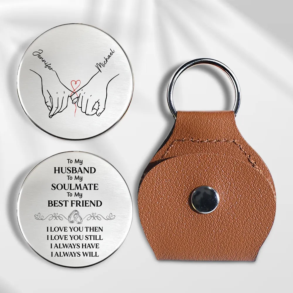Pocket Hug for Husband Soulmate Best Friend - Personalized Love Token with Hand Holding Sketch, Sweet Everyday Gift