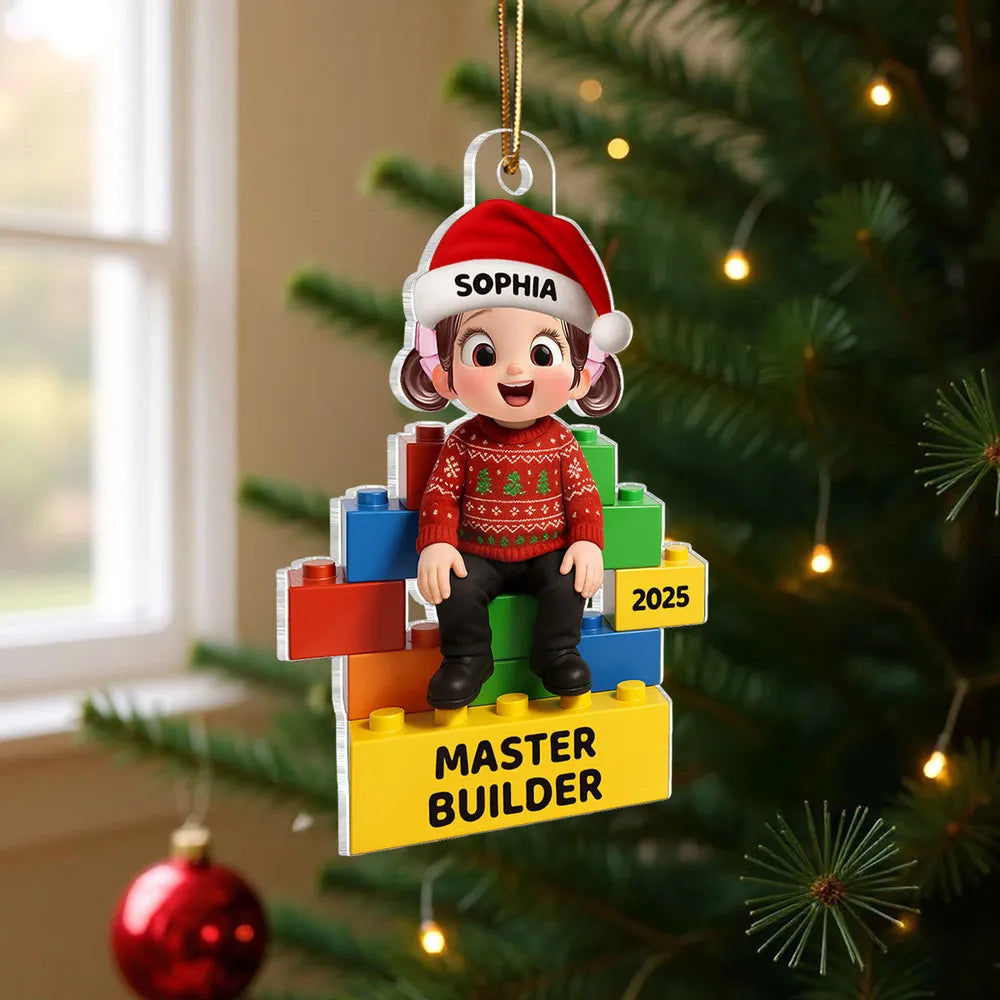 Playful Building Block Acrylic Ornament for Christmas Tree – Holiday Décor and Thoughtful Gift