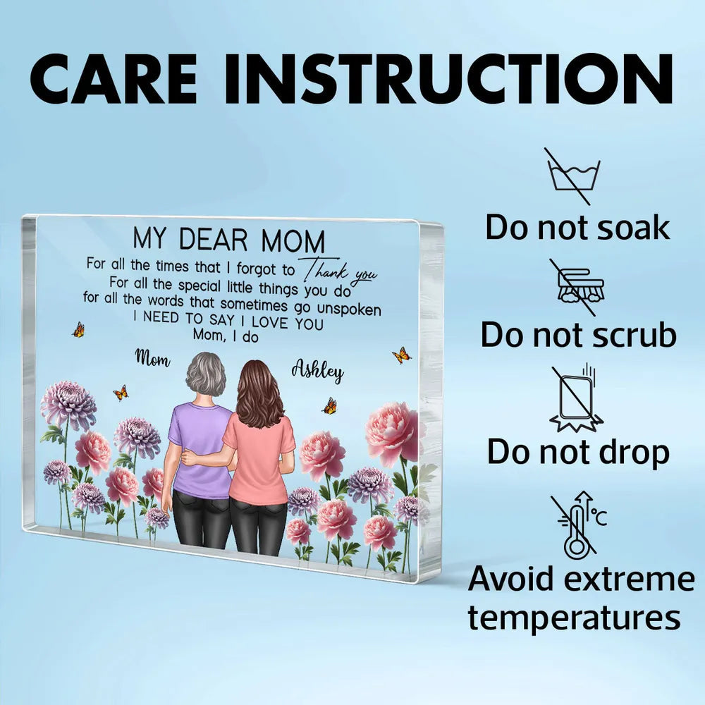 Mother-Daughter Acrylic Plaque with Flower Field Design