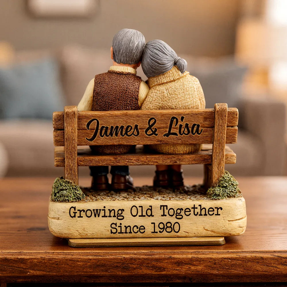 Personalized 2-Layer Wooden Plaque with Cuddling Couple on a Bench, Unique Gift for Couples, Sweet Home Display