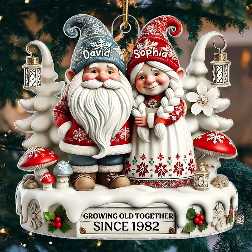 Personalized Christmas Ornament with Elderly Couple, Holiday Gift