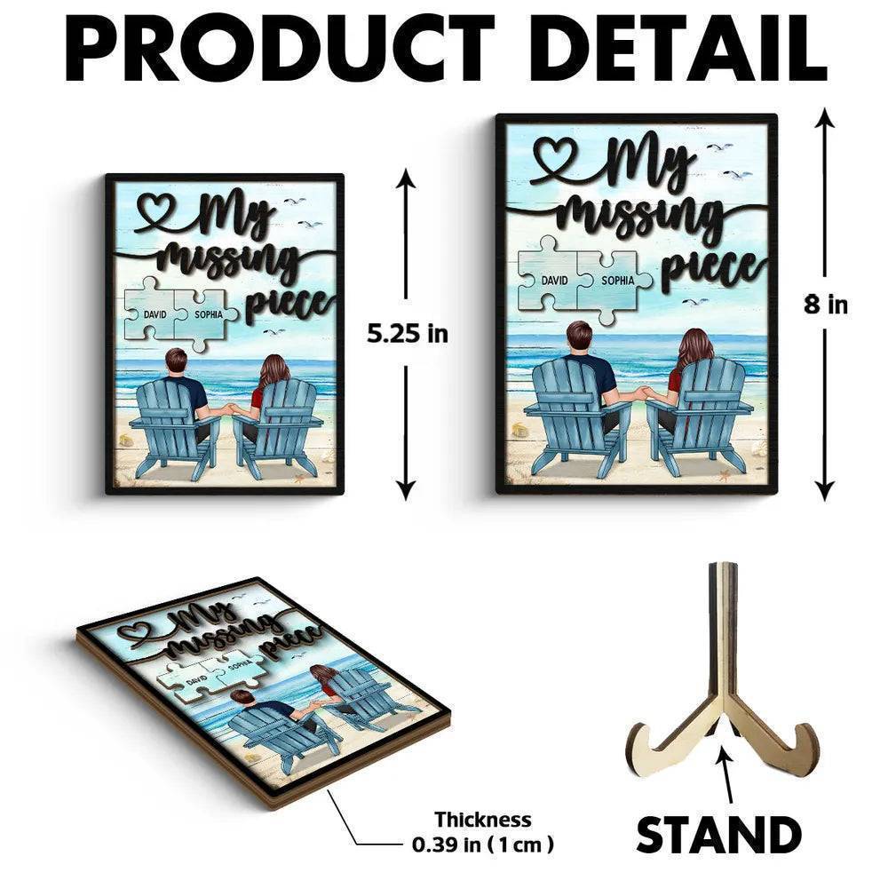 My Missing Piece - Custom Couple Beach Design Wooden, Acrylic or LED Plaque - Unique Gift