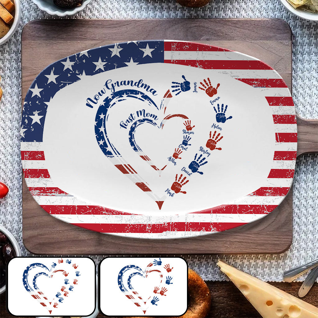 First Mom Now Grandma - Personalized Grandma Plate
