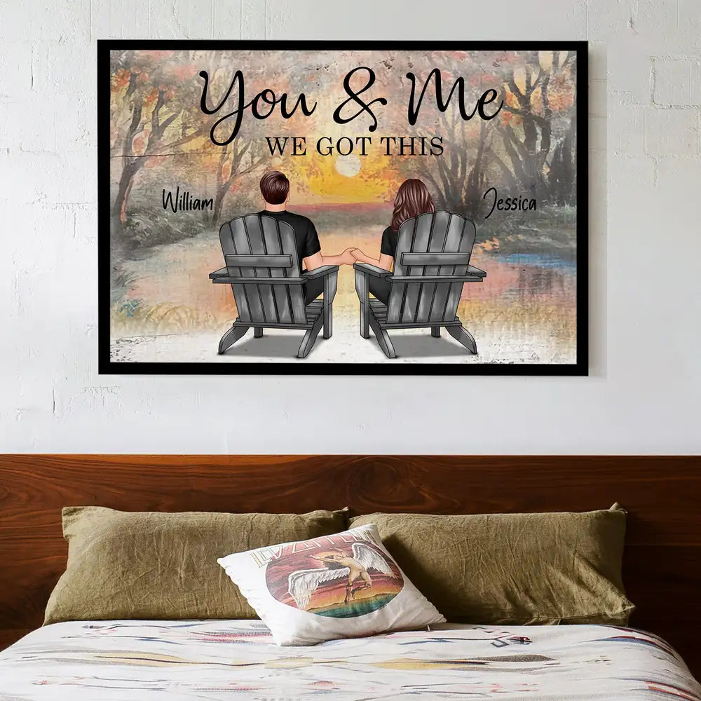 You & Me – We Got This Personalized Poster, Romantic Beach Gift for Couples, Hand-in-Hand, Love on the Shore