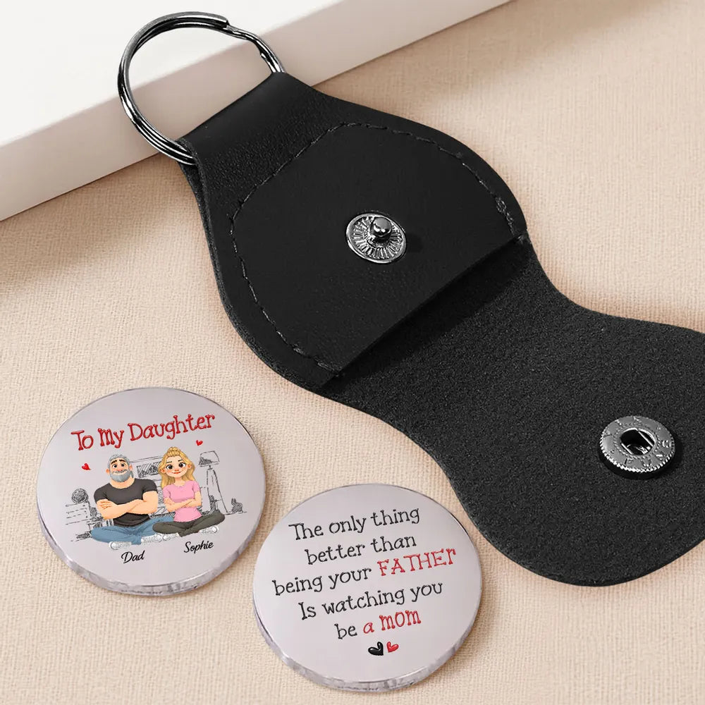Personalized Pocket Hug for Daughter, Dad and Daughter Illustration Keepsake, Unique Gift for New Mom