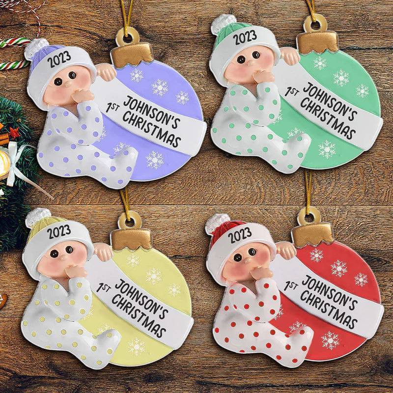 Newborn Baby First Christmas - Personalized Acrylic Ornament - Christmas Decorations Gifts