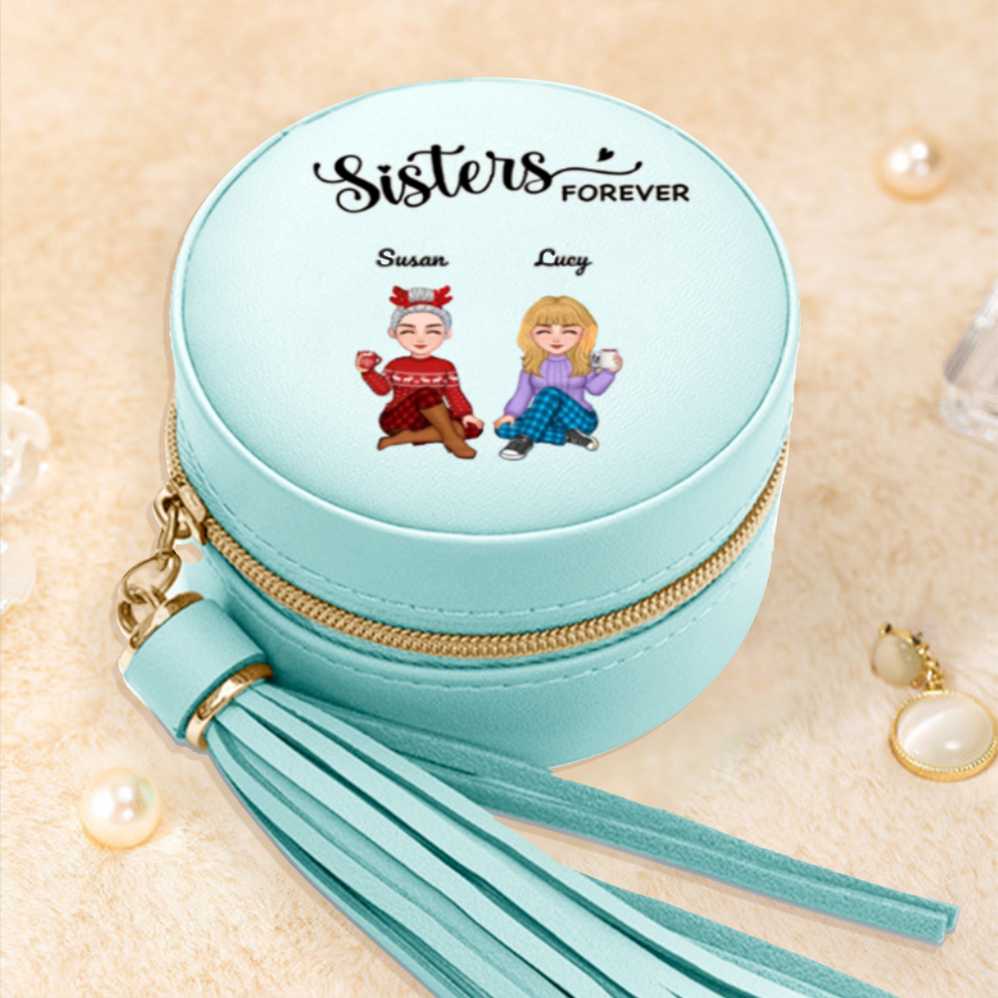 Sisters Forever - Personalized Custom Mug, Ornament, and Jewelry Box - Acrylic Gift Box Shaped - Christmas Gift For Best Friends, BFF, Sisters