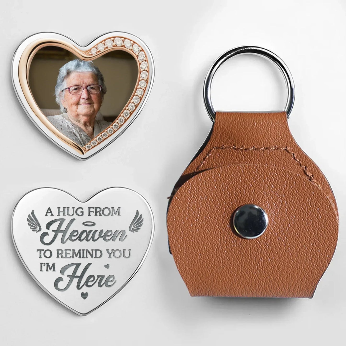 Personalized Pocket Hug Keychain with Heart Design, Sentimental Gift