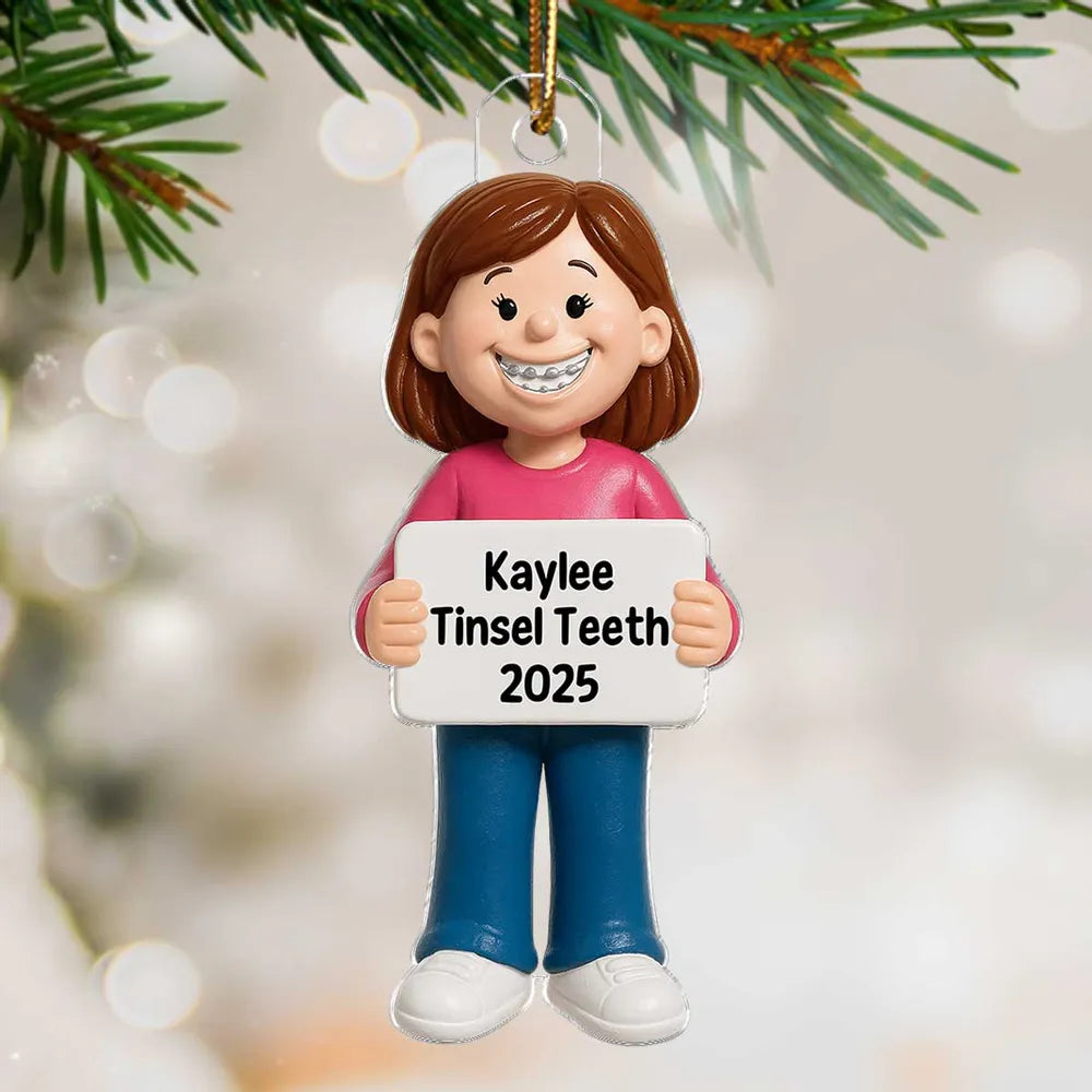 Smiling Braces Kid Acrylic Ornament – Adorable Keepsake Gift Celebrating Growing Smiles