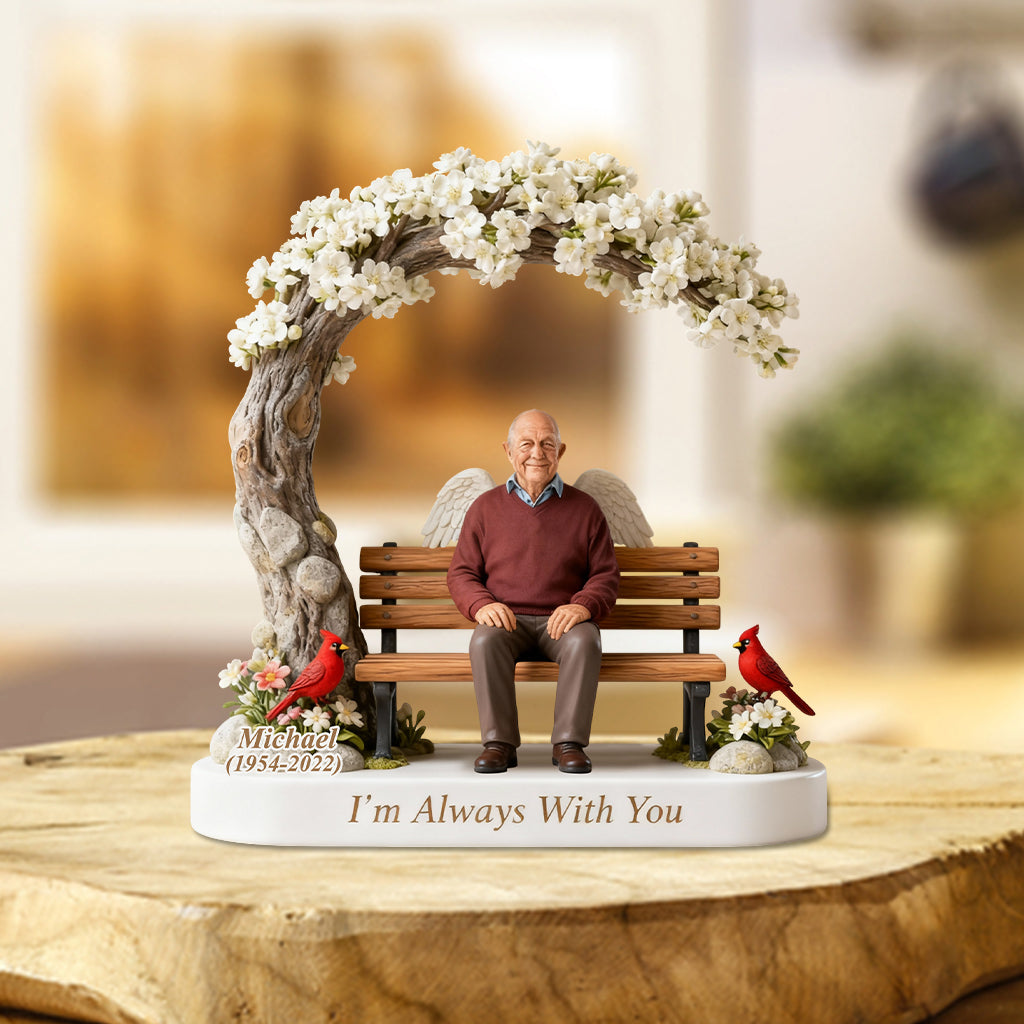 Custom Memorial Black Grandma Bench Figurine - Personalized Funeral Remembrance Diorama Statue, Sympathy Gift for Loss of Grandmother Family Keepsake