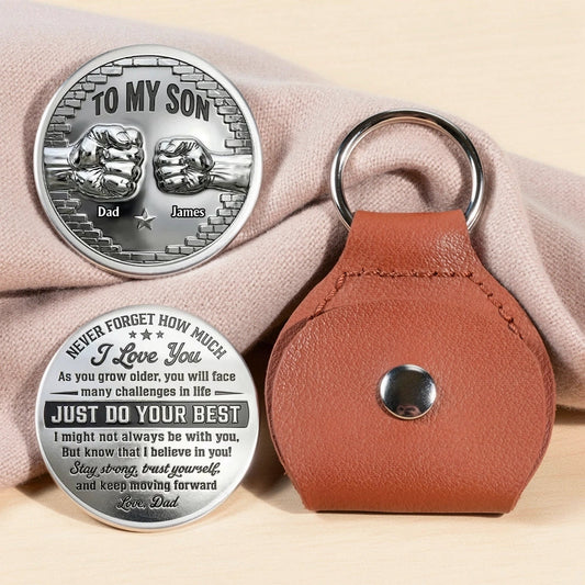 Personalized Pocket Hug Token for Son, Custom Engraved Keepsake Gift From Dad, A Daily Reminder I Love You