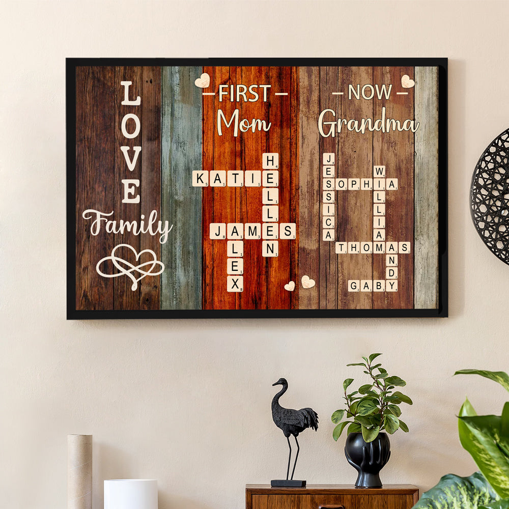 'First Mom, Now Grandma' Family Relationship Custom Canvas – A Perfect Expression of Love and Bond - Personalized Gift for Mother or Daughter