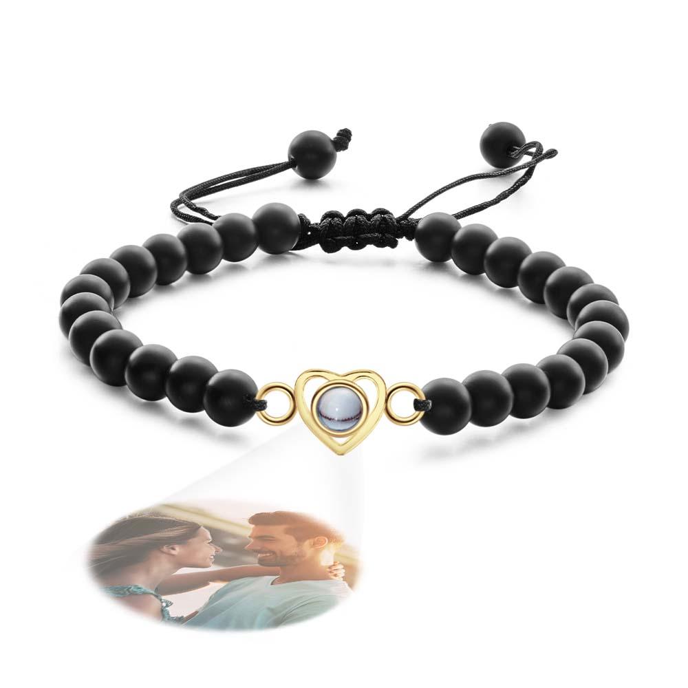 I Love You - Personalized Couple Photo Projection Beads Heart-Shaped Bracelet