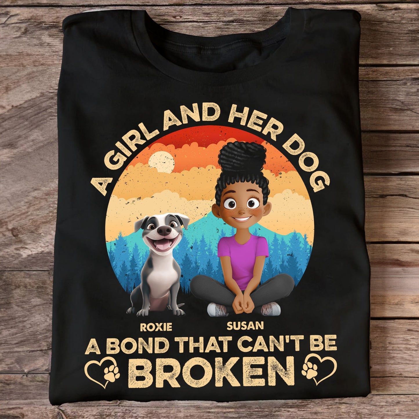A Bond That Can’t Be Broken - Customizable Classic Tee for Dog Lovers, Featuring Dogs and Their Names
