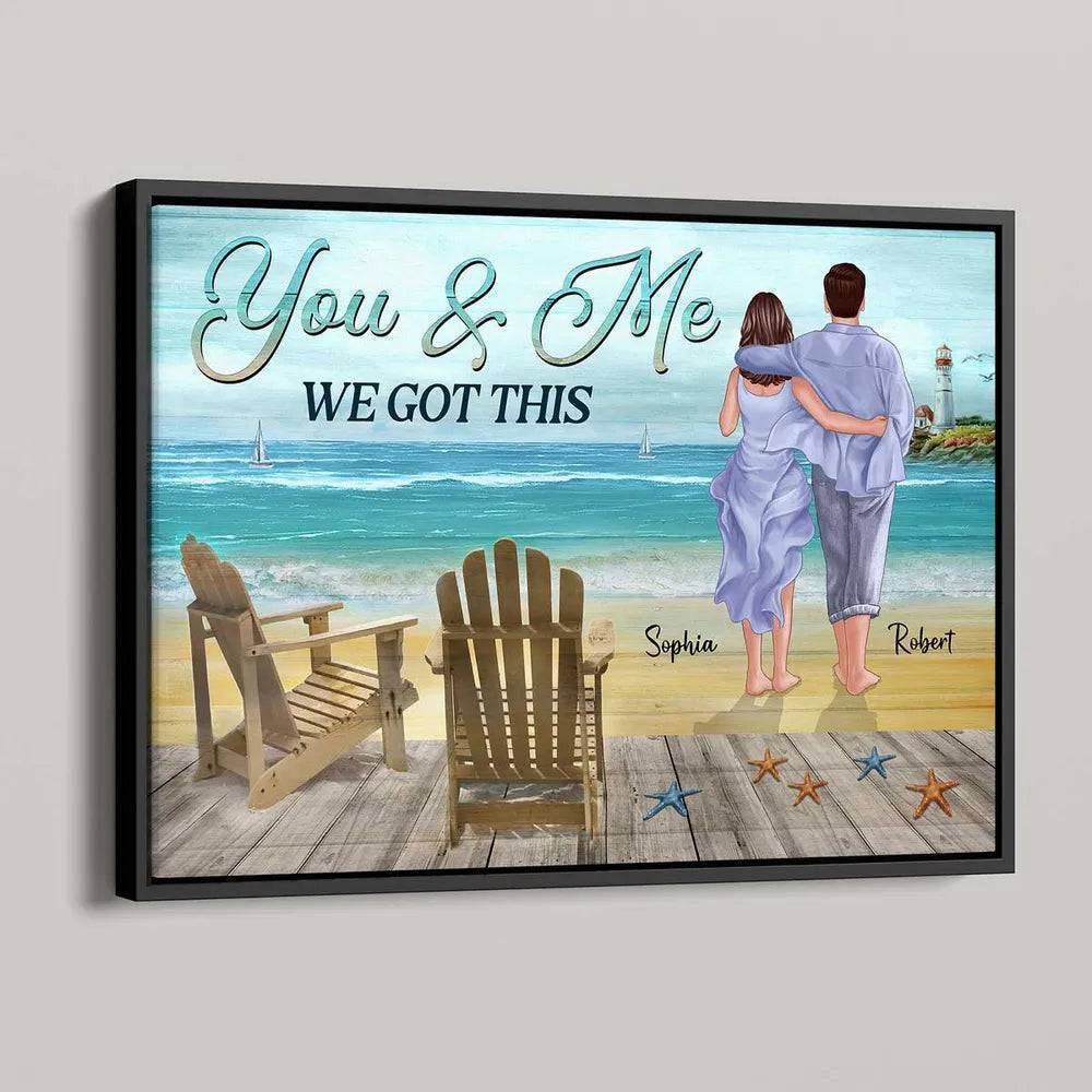 You & Me We Got This Back View Couple Walking On The Beach Personalized Horizontal Poster