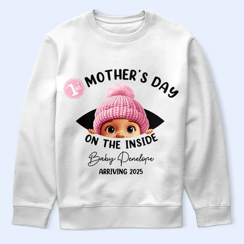 Personalized Mother's Day On The Inside Classic Tee Cute Baby Bump Reveal Unique Gift for Mom