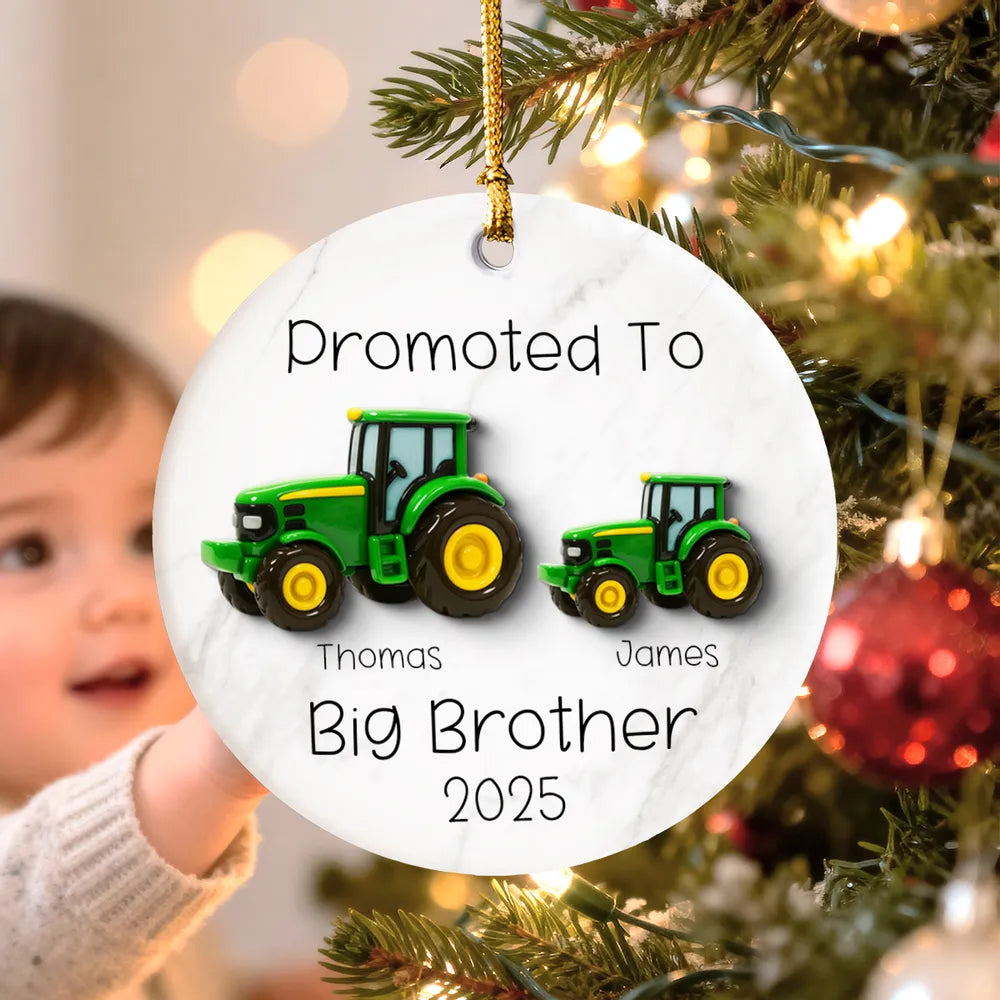 Big Brother Promotion Ornament with Tractor Theme – Meaningful Farm Gift for Family Christmas Celebration