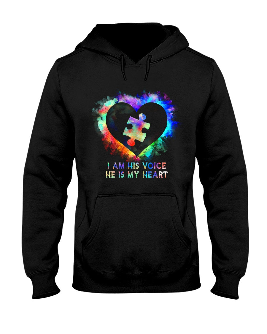 I Am His Voice He Is My Heart - Autism Awareness T-shirt and Hoodie 0520