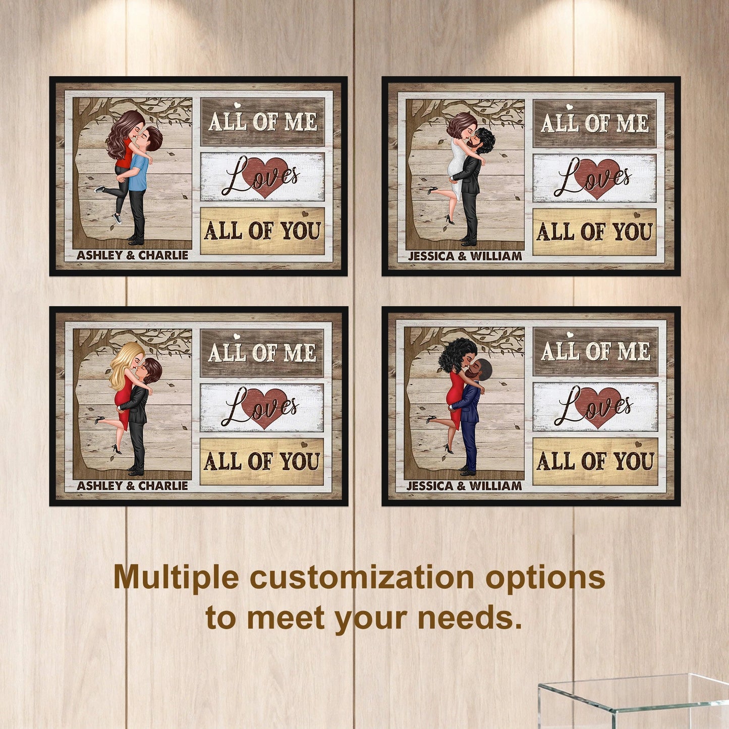 Custom Couple Poster All Of Me Loves All Of You Modern Romantic Wall Art Unique Gift For Anniversary Birthday Or Christmas