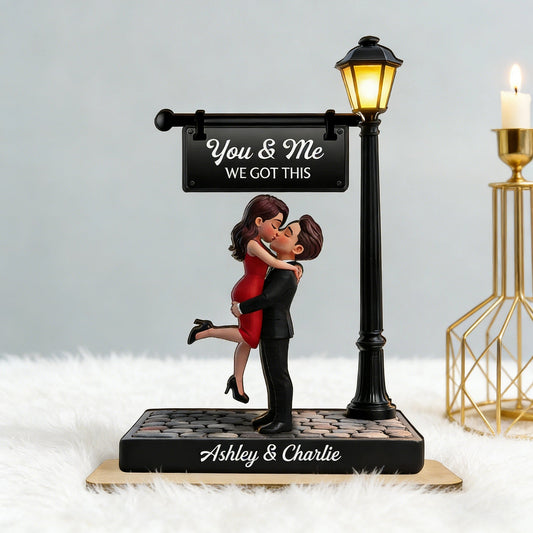 Personalized 2-Layer Wooden Plaque Couple Kissing Under Street Lamp You & Me We Got This Unique Gift For Him Or Her