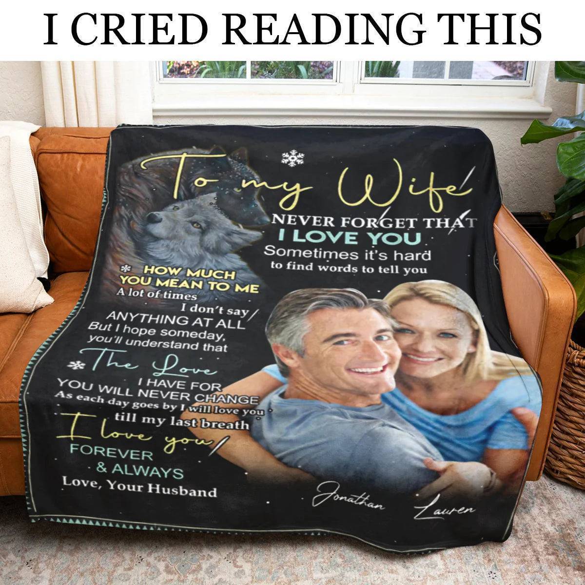 Custom Fleece Blanket for Couples – Heartfelt To My Wife I Love You Design, Warm Lightweight Throw, Unique Anniversary Gift