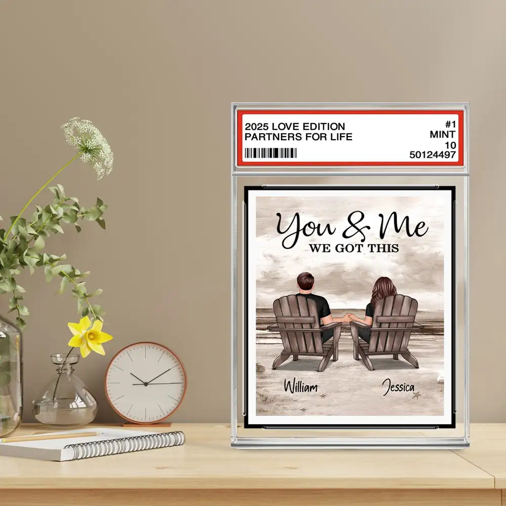 Rectangle Acrylic Block Plaque with Couple Beach Back View Design, High Clarity, Heartwarming Gift for Lovers