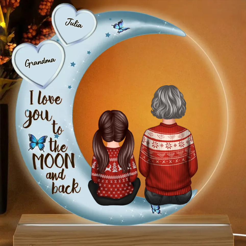 Personalized Family Ornament and Plaque - I Love You to the Moon and Back - Heartwarming Gift for Grandparents and Grandchildren