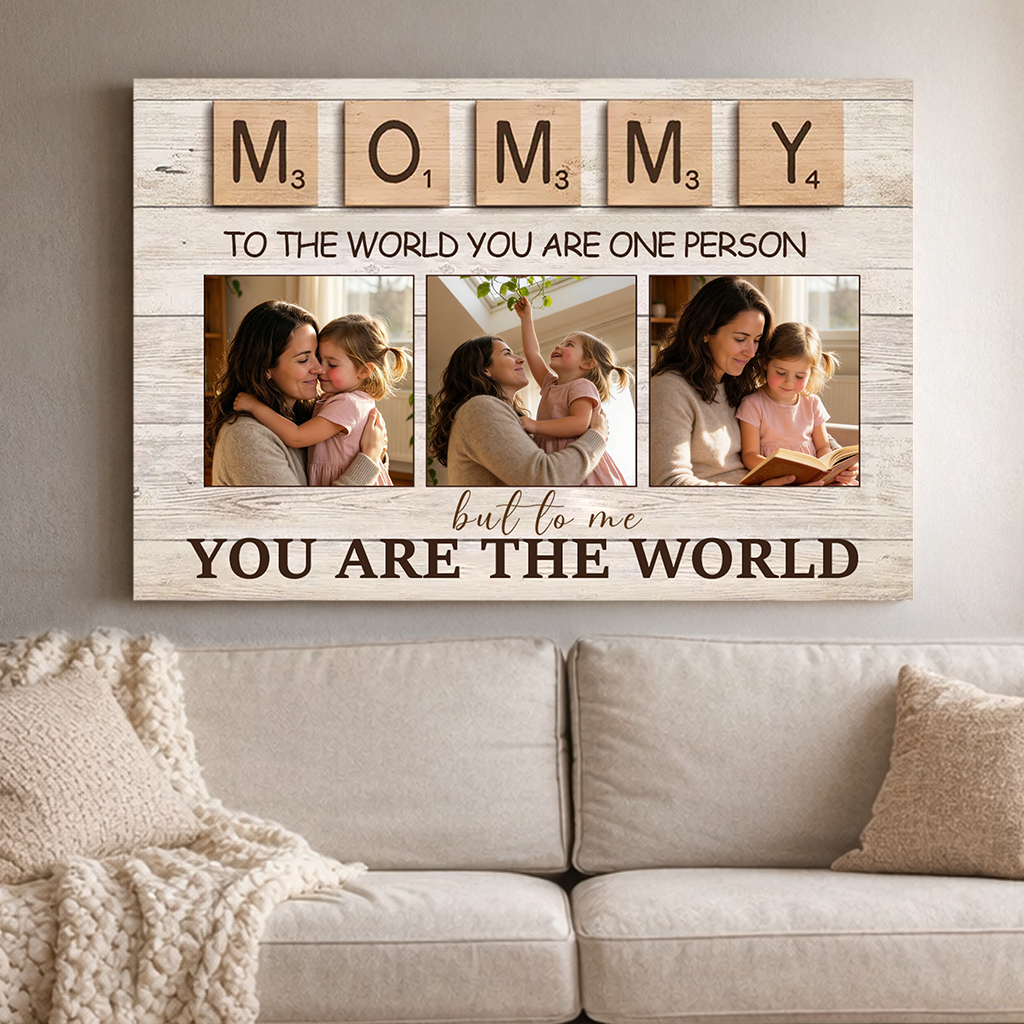 DoyoBest Personalized Custom Canvas Prints, Mother'S Day Canvas Prints with Your Photos, Personalized Gifts for Mom, Custom Poster with Frame, To The World You Are One Person Canvas(Mom-02)