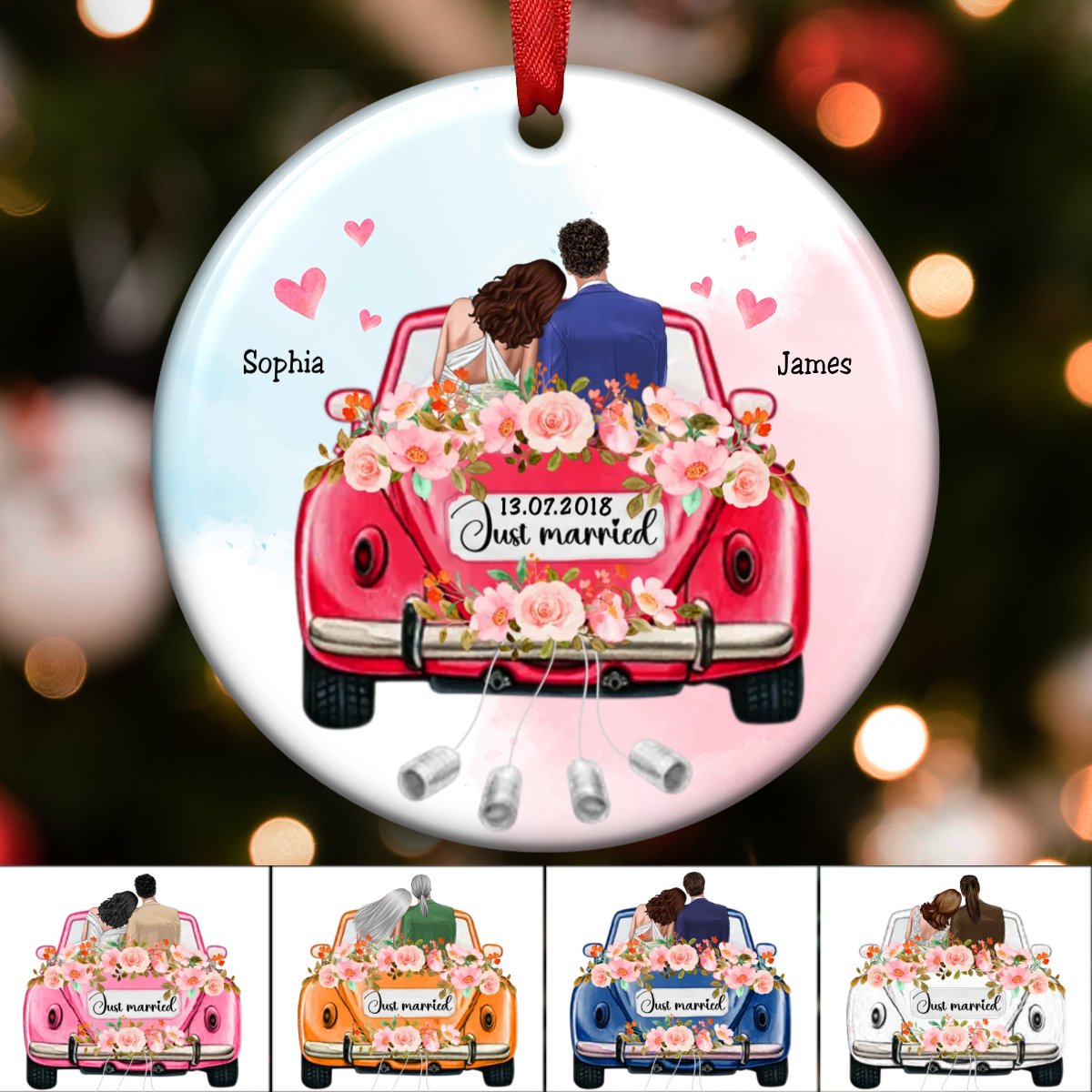 Personalized Wedding Car Ornament - Celebrate the Start of Your Love Journey