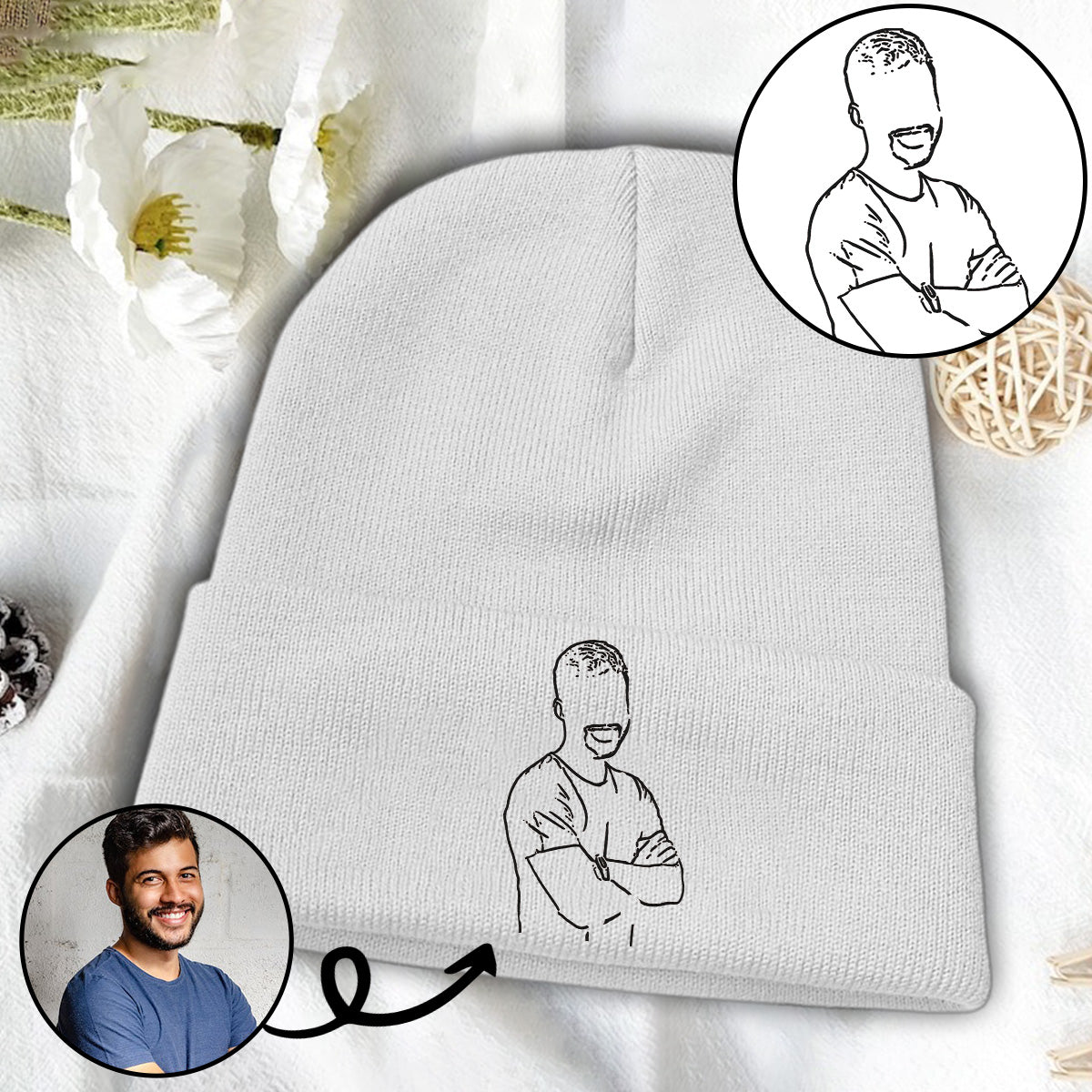Custom Photo - Personalized Son Embroidered Beanie