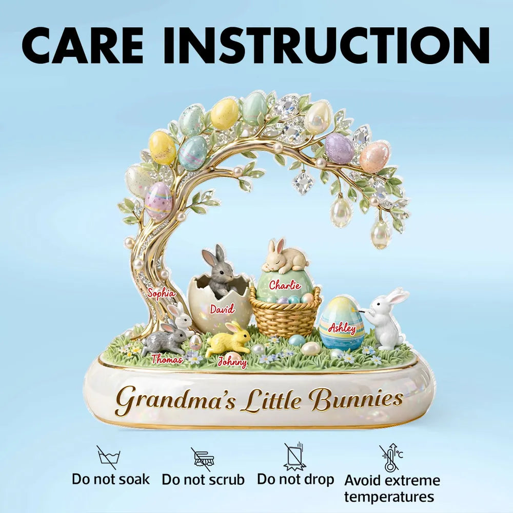 Personalized Shaped Acrylic Block Plaque Grandma's Little Bunnies Easter Egg Scene - Unique Easter Gift for Grandma