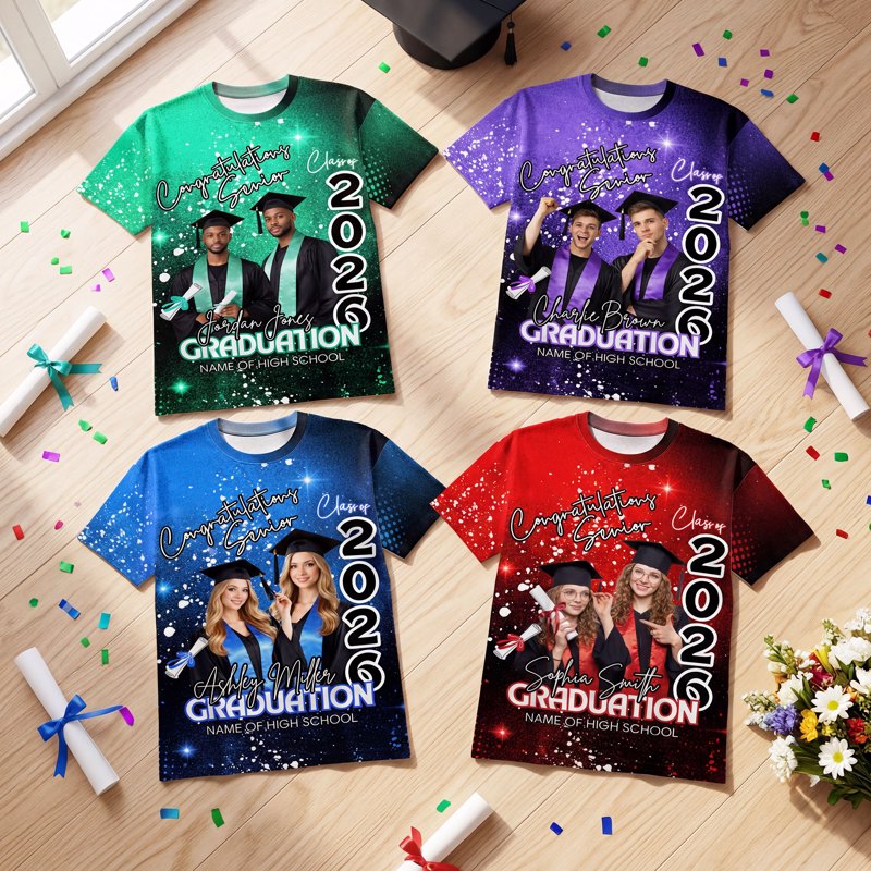 Personalized Graduation Photo Classic Tee for Seniors - Custom Congrats Design, Unique Gift for the Grad