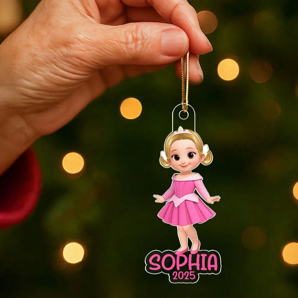 Cute Girl Themed Acrylic Ornament – Customizable Christmas Decoration for Kids