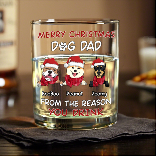 Personalized Dog Dad Whiskey Glasses, Funny Christmas Gift from the Dogs