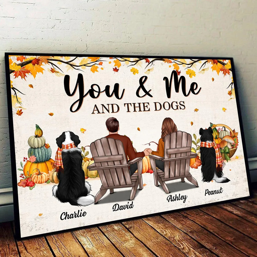 “You & Me and the Dogs” Personalized Autumn Poster – Cozy Gift for Couples