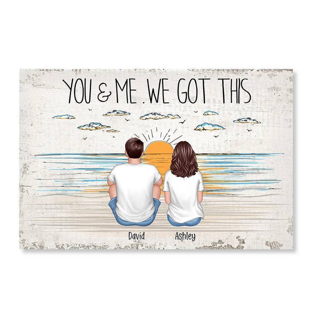 You Me And The Dogs Beach Outline Personalized Ornament or Poster or Canvas or Plaque or Pillow