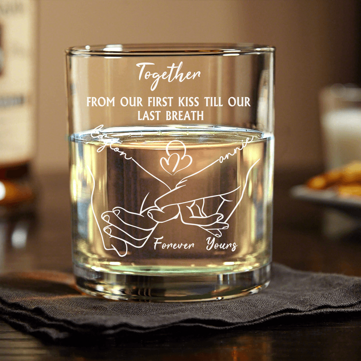 Personalized Romantic Whiskey Glasses, Custom Couple Gift with Photo & Love Quote