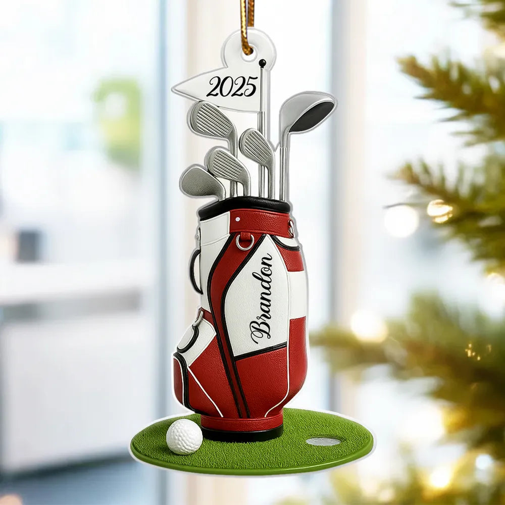 Personalized Acrylic Ornament Golf Bag Design for Christmas Tree Decor, Unique Custom Gift for Golf Lovers
