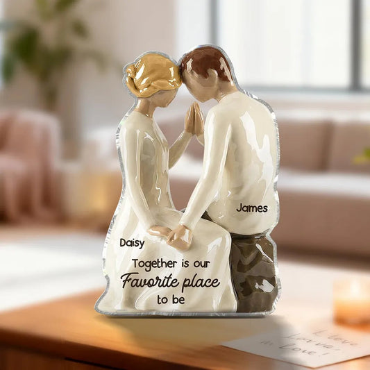 Shaped Acrylic Block Plaque Romantic Couple Keepsake Together is Our Favorite Place to Be Creative Gift for Couple Home Accent