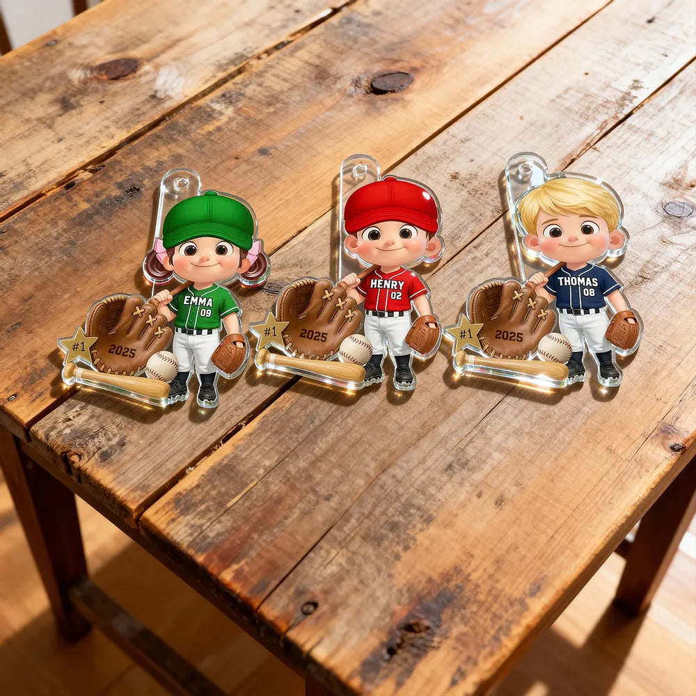 Custom Baseball Player Acrylic Ornament – Perfect Christmas Gift to Celebrate Kids' Passion for Sports