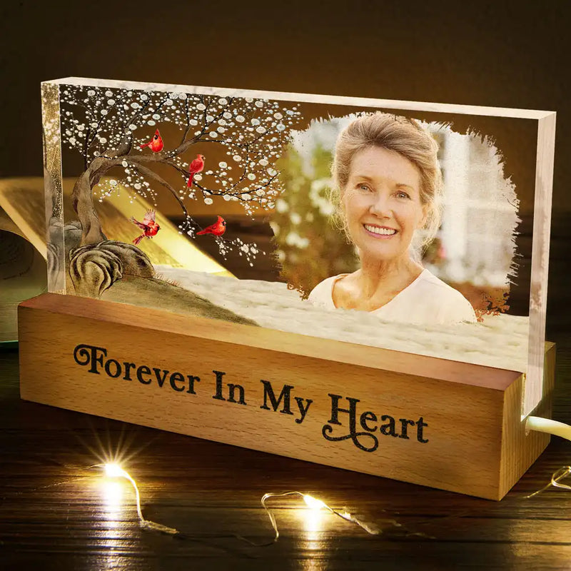 Personalized Block LED Light Plaque Memorial Photo Night Light With 'I'm Always With You' Cozy Glow Unique Sympathy Gift