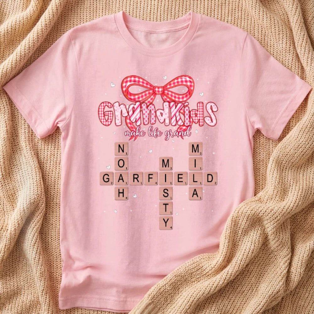 Classic Tee Grandkids Make Life Grand Sweet Heartwarming Gift For Grandma A Personalized Shirt That Shows Off Grandkid Love