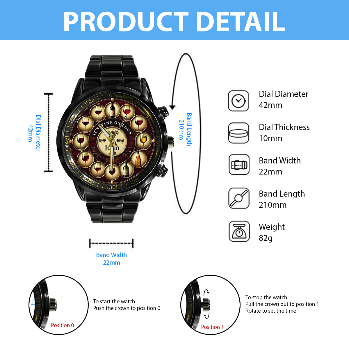 It's Wine O'clock - Personalized Wine Hand Watch