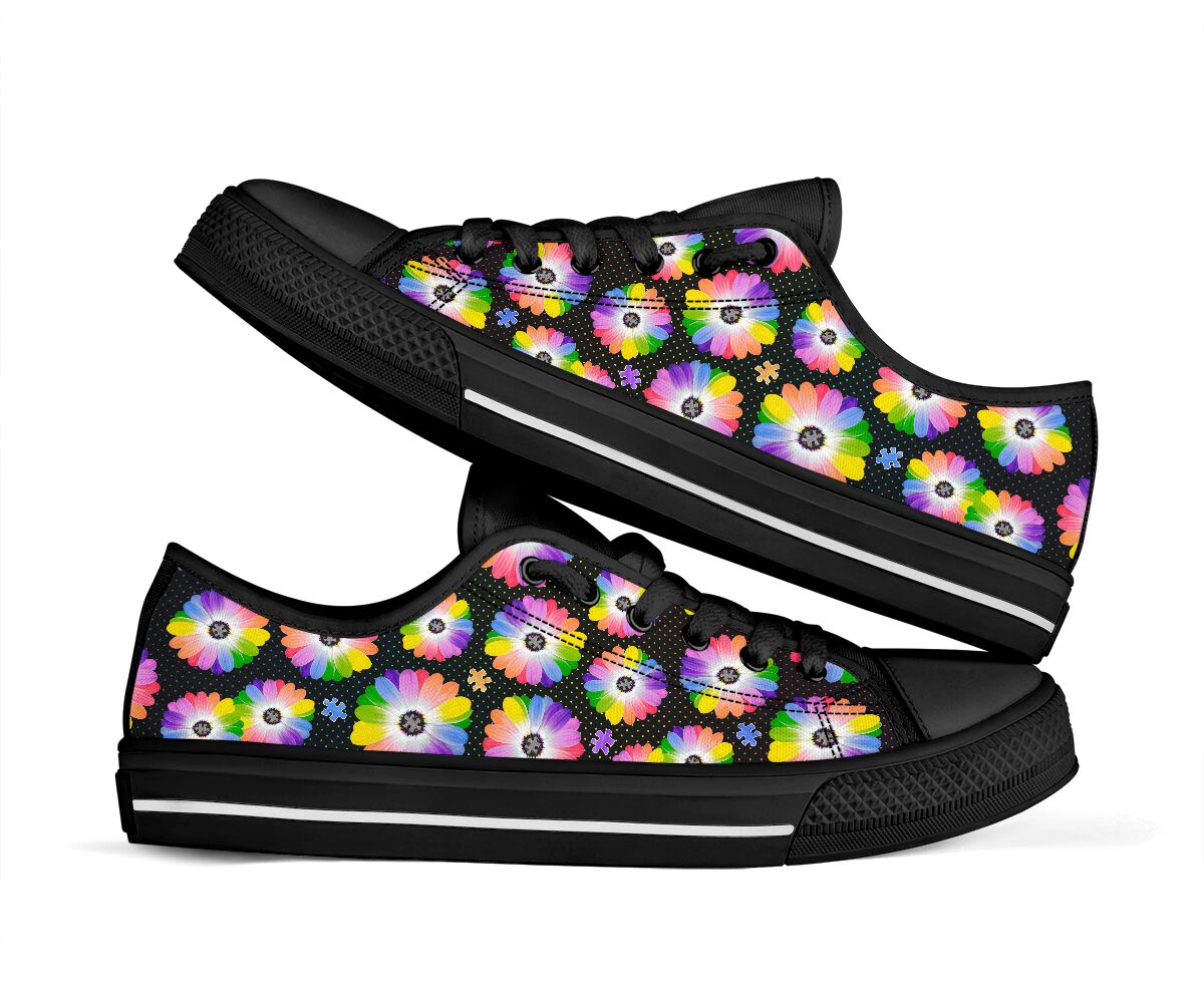 Autism Colorful Daisy Autism Awareness Low Top Shoes 0622